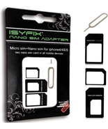 Isyfix Sim Card Adapter Nano Micro - Standard 4 in 1 Converter Kit with ... - $10.52