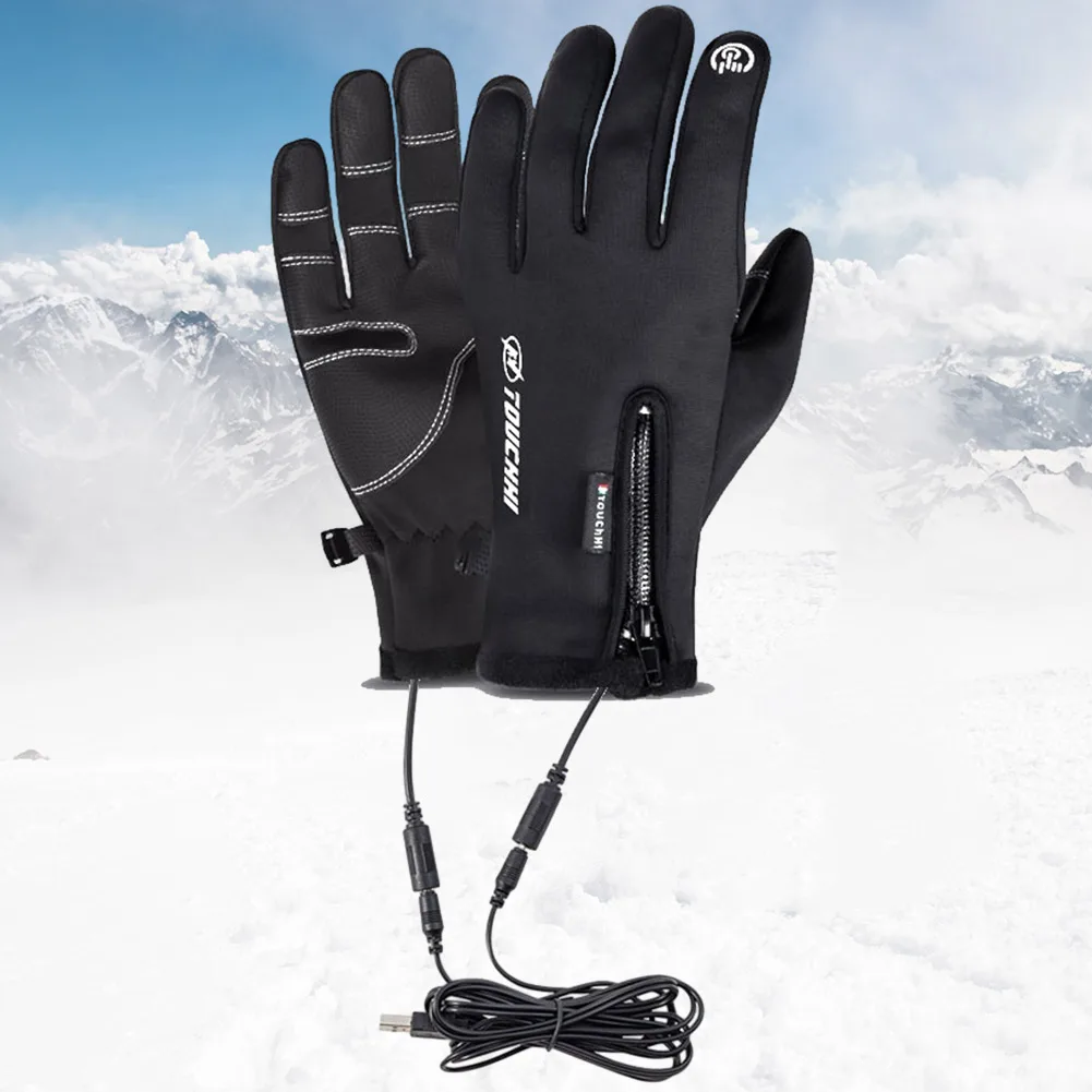 USB Touch Screen Gloves Winter Warm Electric Heated Gloves Windproof Heated - £17.84 GBP+