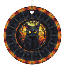 Halloween Black Cat Pattern Wind Spinner Art Ornament Christmas Gift Tree Decor - £12.17 GBP