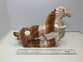 Large Resin Horse Stallion Figurine Browns &amp; Creams Agate Look Heavy 9&quot; ... - £61.36 GBP