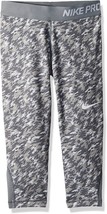 Nike Kids Girls&#39; Pro Allover Print 1 Training Capri Legging, Wolf Grey, ... - $24.74