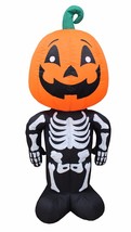 4 Foot Tall Halloween Inflatable Pumpkin Head Man Skeleton Yard Party Decoration - £34.55 GBP