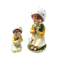 UCGC Porcelain and Enesco Praying Girls Child 7.5 &amp; 4.5&quot; Vintage MCM - £24.77 GBP
