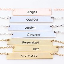 Custom Personalized Bar Necklace Women Men - £6.36 GBP+