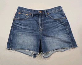Madewell Womens High Rise Denim Jean Shorts Size 29 Raw Hem Blue Whiskered  - €20,01 EUR