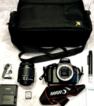 Canon EOS Rebel T3 1100D Digital SLR Camera 12.2MP 18-55mm 75-300m Lens SC 2725 - £178.35 GBP