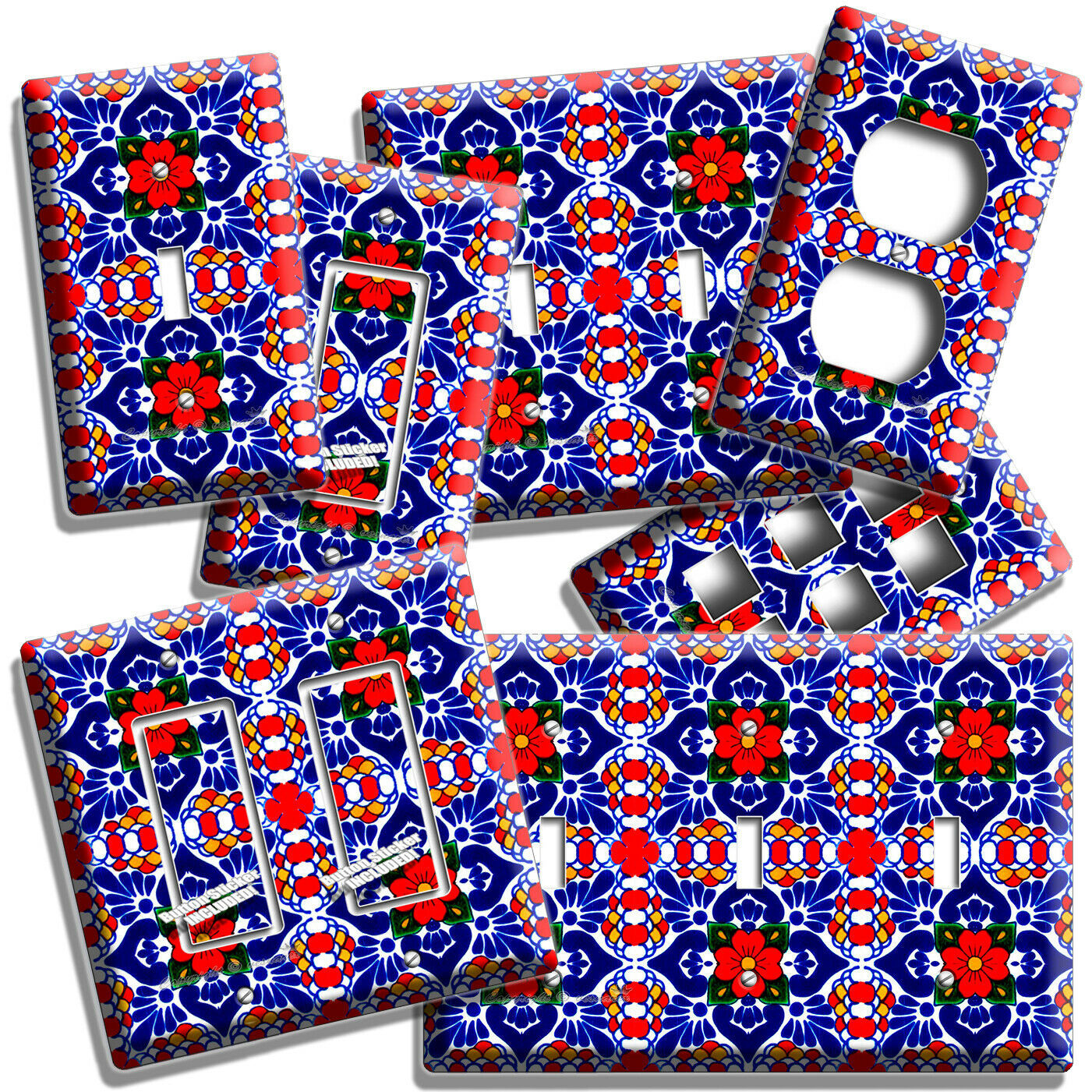MEXICAN TALAVERA TILES LIGHT SWITCH OUTLET PLATES KITCHEN ART DINING ROOM DECOR