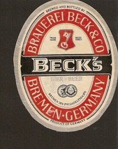 Germany German Bremen Brauerei Becks Beer Ads Label bier brewery - £2.00 GBP
