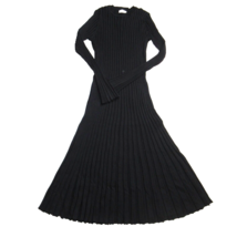 NWT DISSH Ada Midi in Black Long Sleeve Stretch Ribbed Knit Stretch Dress M - £100.86 GBP