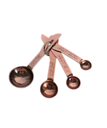 Set of 4 Stainless Steel Measuring Spoons in Hammered Rose Gold Copper F... - $9.89