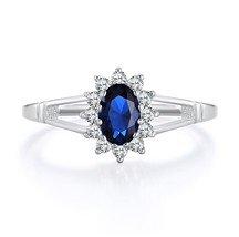 Hand Made Ladies 925 Sterling Silver Oval Cut Tanzanite and White Sapphire Ring - £33.08 GBP