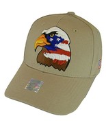 Patriotic Eagle USA Flag Side Panel Cotton Adjustable Baseball Cap (Khaki) - $20.44 CAD
