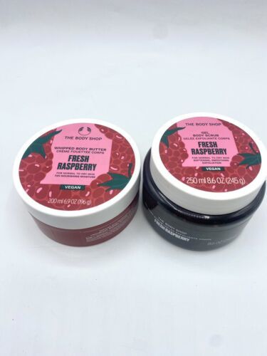 The Body Shop Whipped Body Butter & Gel Body Scrub Set Of 2 Fresh Raspberry New - $32.99