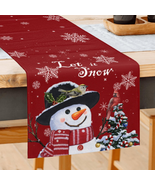 Red Christmas Table Runner - Snowman Rustic Christmas Birds Table Runner... - £12.12 GBP