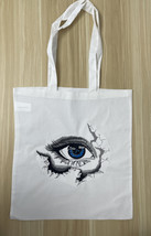 Blue eye unique Embroidered cotton tote bag, shopping bag - £7.98 GBP