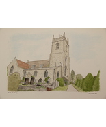 All Saints church, Nunney, Somerset UK, Watercolour print - £47.54 GBP
