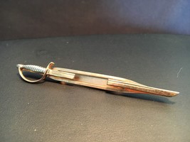 Swank Gold Tone Sword Design Blade Knife Necktie Tie Bar Jewelry - £15.94 GBP