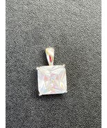 Estate Small Princess Cut Clear Rhinestone in SIlvertone Setting Pendant... - £8.87 GBP