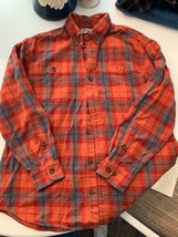 Duluth Trading Mens cotton flannel Long Sleeve Button Down Plaid shirt Size L - £27.14 GBP
