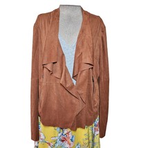 Brown Faux Suede Open Front Blazer Jacket with Pockets Size XL - £27.37 GBP