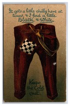 Comic Greetings Pants w Patches Black &amp; White Keeps Cold Out DB Postcard B18 - £3.06 GBP