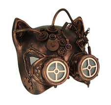 Scratch &amp; Dent Copper Robot Kitty Steampunk Cat Face Costume Mask - £23.66 GBP