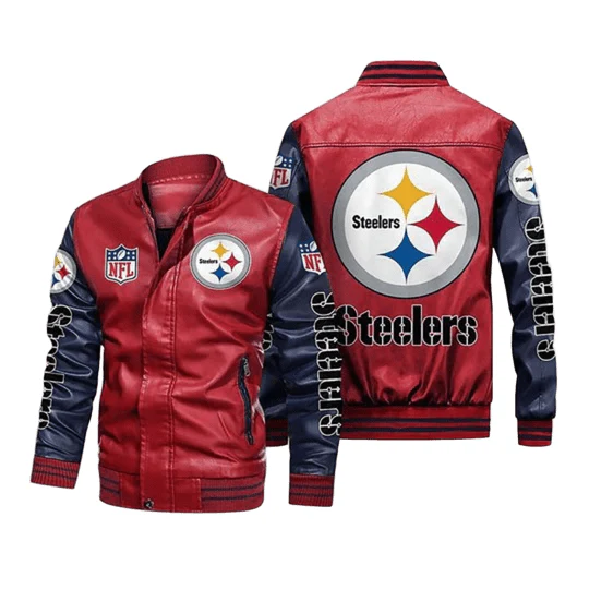 Pittsburgh Steelers Fan Gear Leather Bomber Jacket in Varsity Style - $2,397.51 MXN+