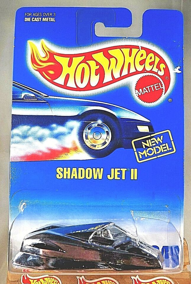 1992 Hot Wheels Blue/White Card #246 SHADOW JET lI Chrome w/5 Spoke w/HW Logo