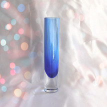 Blue and Clear Slender Art Glass Vase # 22111 - $28.66