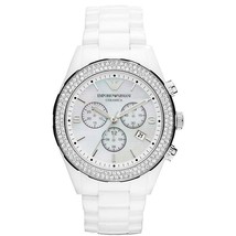 Emporio Armani AR1456 Classic Womens&#39; Ceramic White Quartz Chrono Watch ... - $124.29