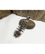 Fishbone Pendant 39mm 925 Sterling Silver, Handmade Jewelry Gifts For Fi... - £38.46 GBP