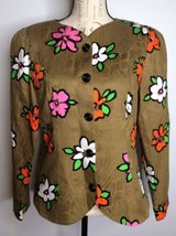 VTG Anne Crimmins Umi Collections 70s Floral Mod Blazer Jacket Womens Size 10 - £27.77 GBP