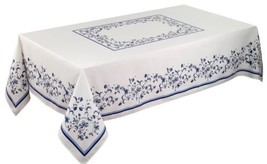 SPODE PORTOFINO PORTMEIRION 60&quot; x 120” TABLECLOTH WH NAVY BLUE NEW REPAC... - $49.49