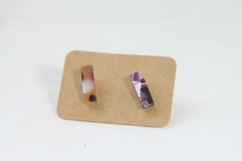 Statement Earrings - Acrylic Stud (New) Bars - Purple, Balck, White &amp; Amber 1/2&quot; - £6.49 GBP