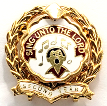 Sing Unto the Lord Second Year Choir Award Pin Wreath Enamel Church Reli... - $13.99