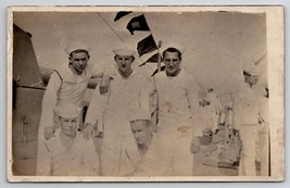 RPPC WW1 Handsome Navy Sailors On Ship Posing For Photo Summer 1918 Postcard N30 - £14.31 GBP