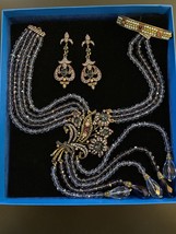HEIDI DAUS LOT Art Deco Nouveau 3 Pieces  Necklace Earrings Bracelet Blue Set - £197.07 GBP