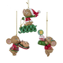Set/3 Kurt Adler Sweet Treats Candy Cookie Mouse Ornament Retro Christmas Decor - £26.61 GBP