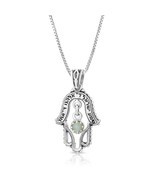 Hamsa Pendant with Shema Israel Blessing and Cat&#39;s Eye Stone Silver 925 ... - £79.97 GBP