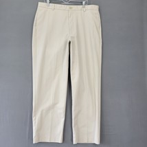 Izod Men Pants Size 38 Tan Classic Khaki Flat Front Straight Leg Cotton ... - $15.30