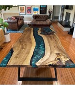 HANDI STONE Epoxy Round Table (Top and Base Both) Natural Wood Table, Wo... - $500.00