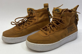 Nike Air Force 1 Utility Mid Top Tan Brown Canvas Sneakers Sz 6.5Y UK 6 EU 39 - £55.94 GBP