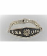 USA  U.S. ARMY LOGO SOLID STERLING SILVER .925 HEAVY LINK BRACELET - £137.25 GBP