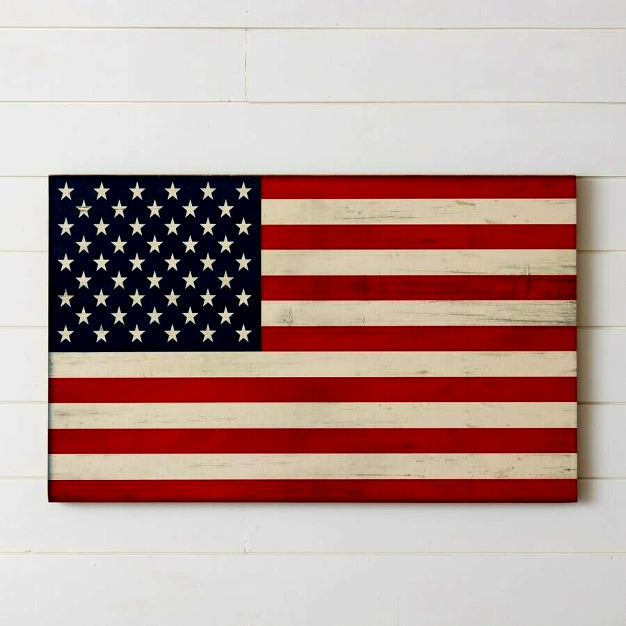Large American Flag Wood Wall Hanging
