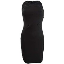 $108 GUESS Zippered Sleeveless V Neck Above Knee Body Con Evening Dress Black 6 - £24.51 GBP