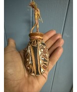 Vintage Handmade Carved brown Hanging 3&quot; Small Vase Jar Native maybe per... - $13.96