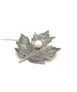 Mikimoto Estate Akoya Pearl Leaf Brooch Pin Sterling Silver 6.65 mm M297 - €250,02 EUR