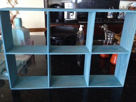 Decorative Turquoise Wooden 6 Shelf Wall Curio (7&quot; Each Square) 4&quot; Deep - $59.99