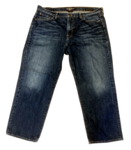 Lucky Brand Jeans Mens 40x30 Blue 361 Vintage Straight Leg Stretch Leather Patch - $24.55