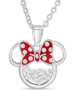 Minnie Mouse Cubic Zirconia Shaker Pendant Necklace, Silver Plated April... - £79.12 GBP